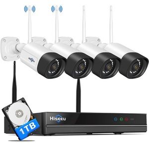 Hiseeu Wireless Security Camera System w 1TB Hard Drive, One-Way Audio,8 Channel